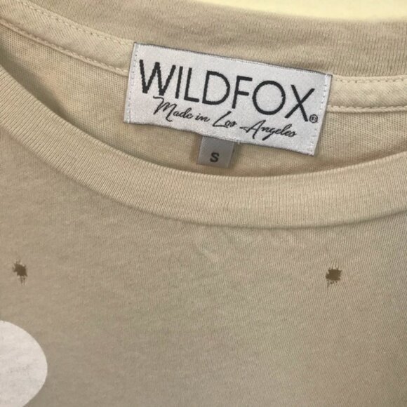 Wildfox Cotton Hearts Graphic Distressed Short Sleeve Tee Crop Soft Stretch Top - Picture 5 of 13